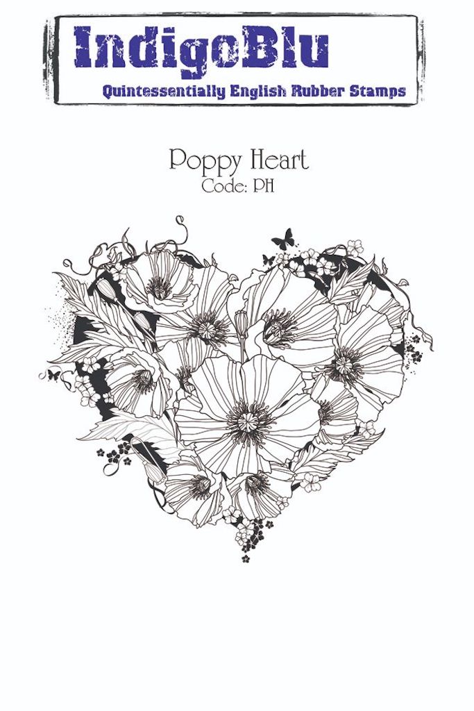 Poppy Heart A6 Red Rubber Stamp